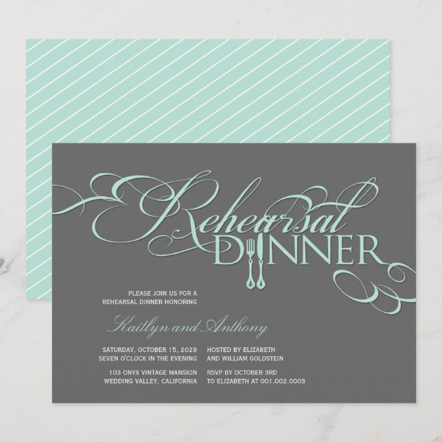 Rehearsal Dinner Classic Scrolls Wedding Invite (Front/Back)