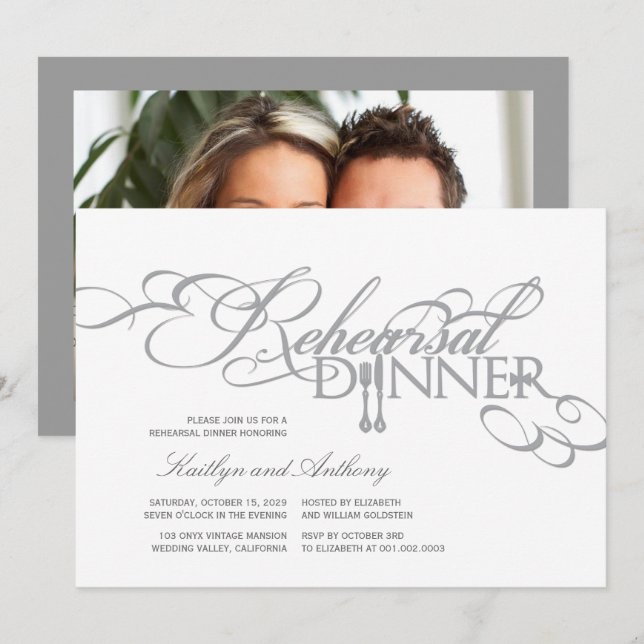 Rehearsal Dinner Classic Scrolls Wedding Invite (Front/Back)