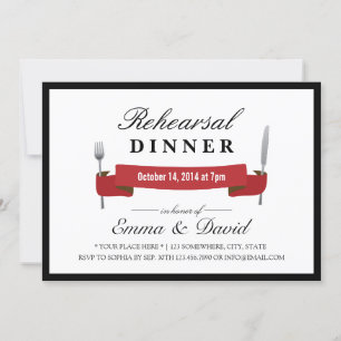 Rehearsal Dinner Classy Red Banner Minimalist Invitation