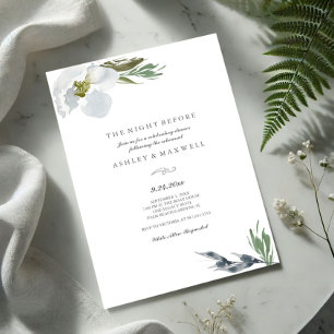 Rehearsal Dinner Cool Grey Watercolor Florals Invitation