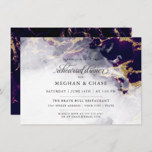 Rehearsal Dinner   Deep Amethyst Watercolor Geode Invitation