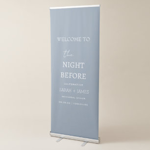 Rehearsal Dinner Dusty Blue Minimalist Welcome Retractable Banner