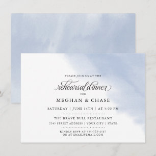 Rehearsal Dinner    Dusty Blue Watercolor  Invitation
