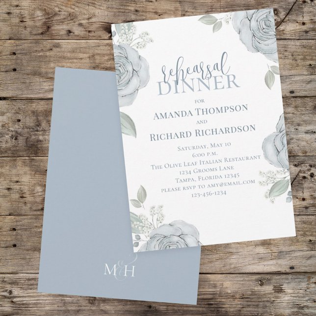 Rehearsal Dinner Dusty Rose Floral Watercolor Rose Invitation (Creator Uploaded)