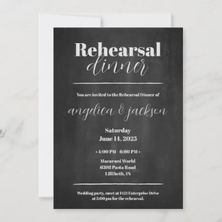 Rehearsal Dinner Elegant Chalkboard Design Invitation