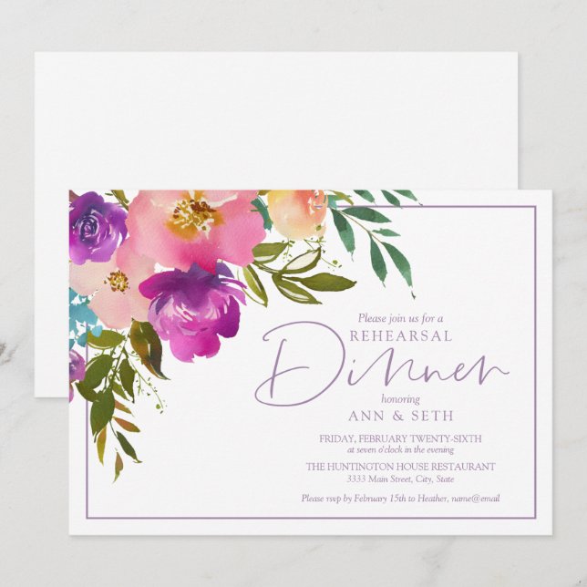 Rehearsal Dinner Engagement Floral Invitation (Front/Back)