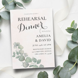 Rehearsal Dinner Eucalyptus Green & Orange  Invitation