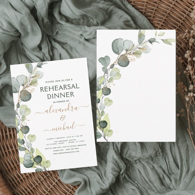 Rehearsal Dinner Eucalyptus Greenery Elegant Invitation (Creator Uploaded)