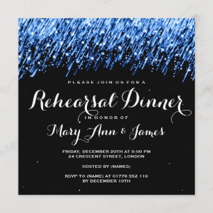 Rehearsal Dinner Falling Stars "Sapphire Blue" Invitation