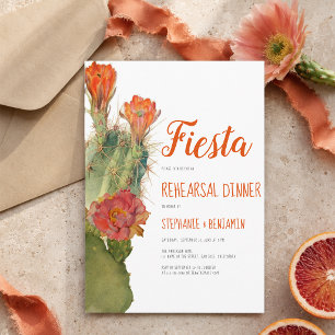 Rehearsal Dinner Fiesta Cactus Floral Watercolor Invitation