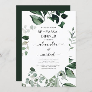 Rehearsal Dinner Foliage Greenery Elegant Invitati Invitation