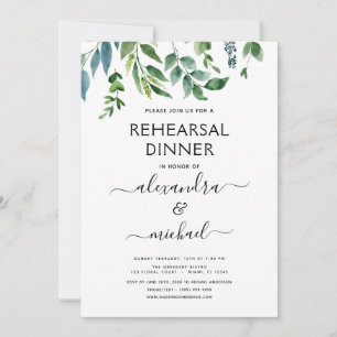 Rehearsal Dinner Foliage Greenery Elegant Invitation