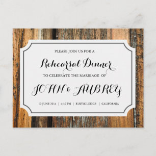 Rehearsal Dinner for Rustic Country Wedding Invitation Postcard