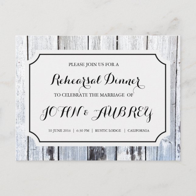 Rehearsal Dinner for Rustic Country Wedding Postcard (Front)
