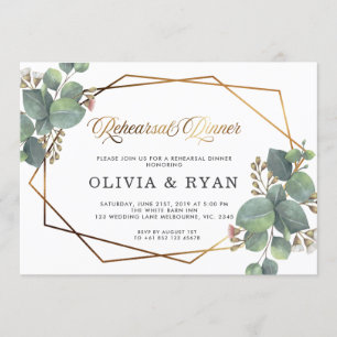 Rehearsal dinner geo eucalyptus invitation