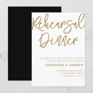 Rehearsal Dinner Gold Calligraphy Invitation