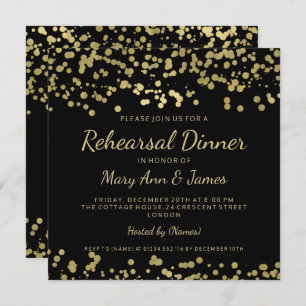 Rehearsal Dinner Gold Foil Look Confetti Invitation