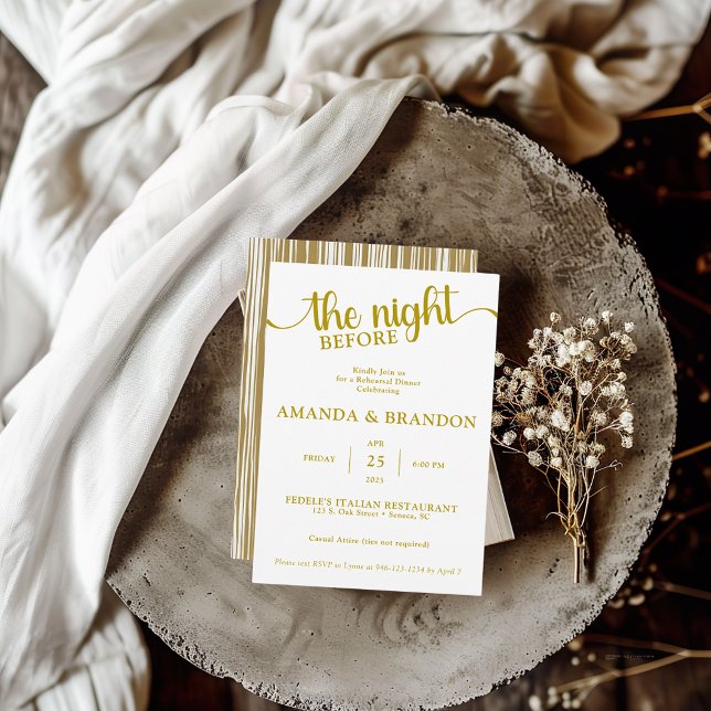Rehearsal Dinner Gold Text Invitation (Creator Uploaded)