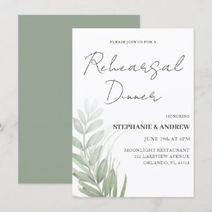 Rehearsal Dinner Green Foliage Wedding Invitation