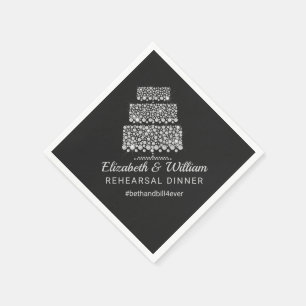 Rehearsal Dinner Hashtag Wedding Cake Paper Napkin