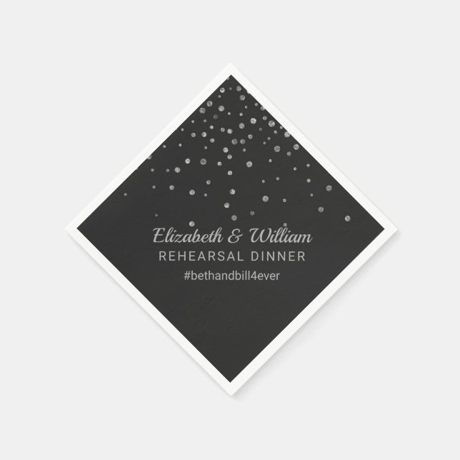 Rehearsal Dinner Hashtag Wedding Paper Napkins (Corner)