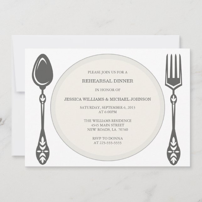 Rehearsal Dinner | Herringbone Invitation (Front)