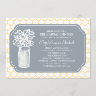 Rehearsal Dinner Honeycomb Mason Jar Wildflowers Invitation