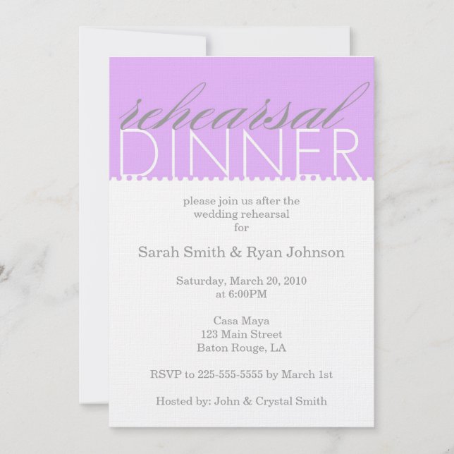 Rehearsal Dinner Invitation (Front)