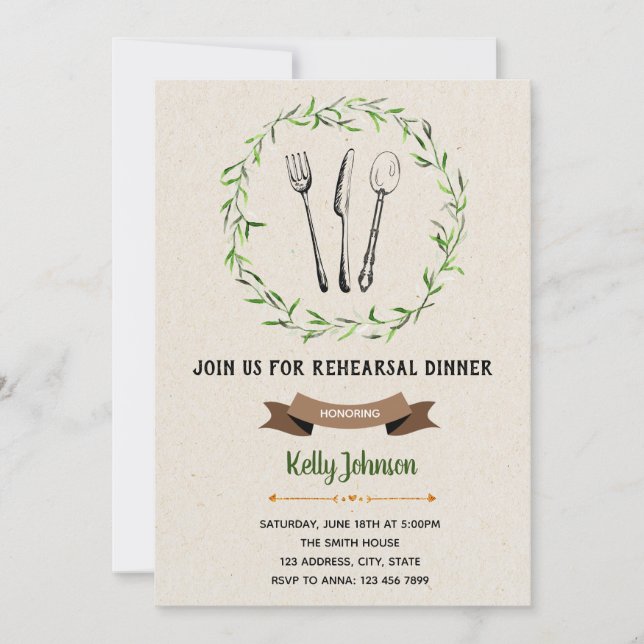Rehearsal dinner invitation (Front)