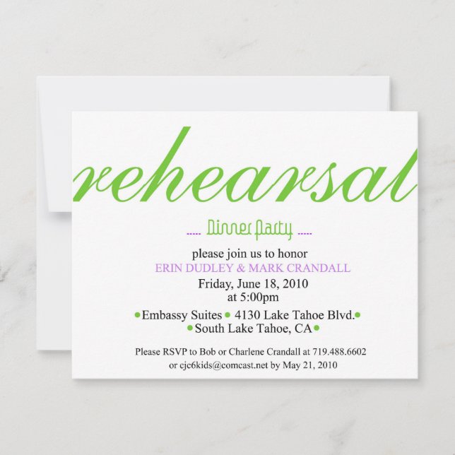 Rehearsal Dinner Invitation (Front)