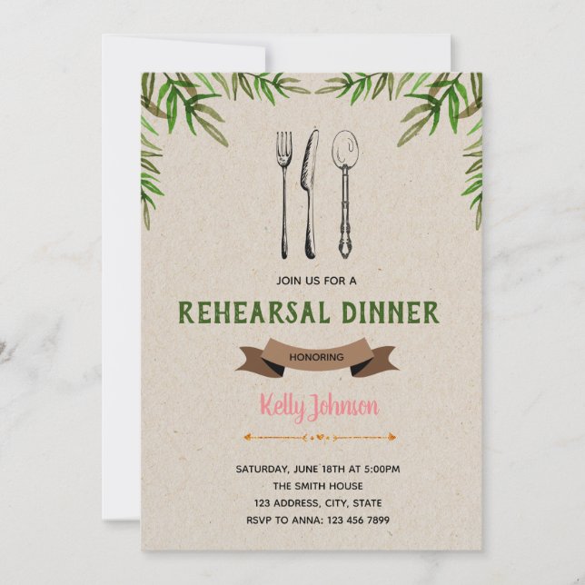 Rehearsal dinner invitation (Front)