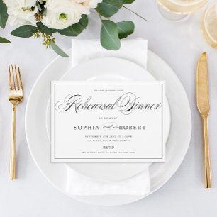 Rehearsal Dinner Invitation Black on Custom Colour
