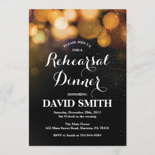 Rehearsal Dinner Invitation Card Gold Glitter