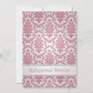 Rehearsal dinner Invitation - Damask dark pink