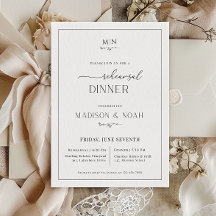 Rehearsal Dinner Invitation Monogram, Classic Wedd