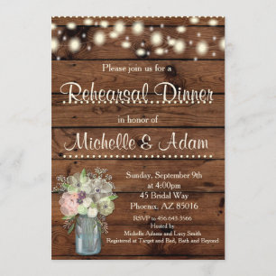 Rehearsal Dinner Invitation, Rehearsal Card Rustic