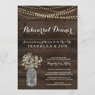 Rehearsal Dinner Invitation   Rustic Baby's Breath