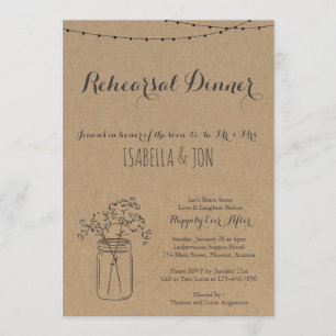 Rehearsal Dinner Invitation   Rustic Kraft Paper