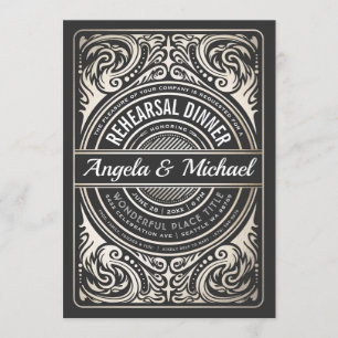 Rehearsal Dinner Invitations Black & Gold Foil
