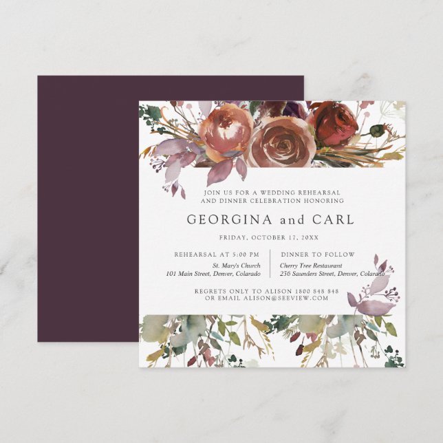 Rehearsal Dinner Invitations | Butterum & Plum (Front/Back)