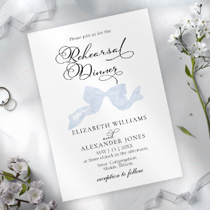Rehearsal Dinner Invitations   Dusty Blue Bow