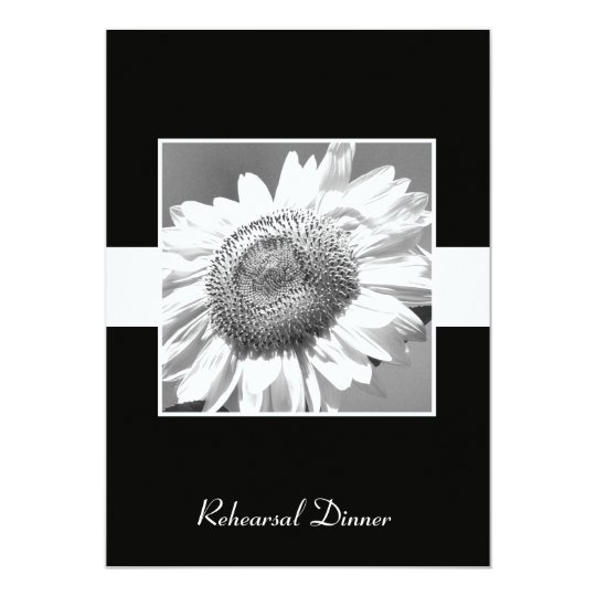 Rehearsal Dinner Invite -- Black & White Sunflower