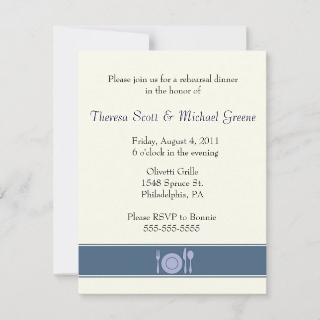 Rehearsal dinner invite - navy (Front)