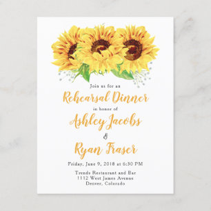 Rehearsal Dinner Invite Yellow Sunflower