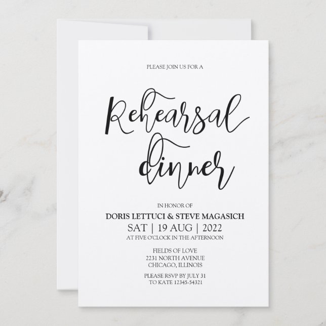 Rehearsal dinner Kraft Invitation (Front)