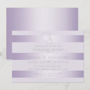 Rehearsal Dinner    Lilac Shimmer Stripes Monogram Invitation