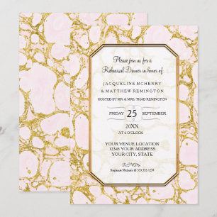 Rehearsal Dinner Marbled Marble Paper Rose Gold Invitation