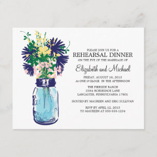 Rehearsal Dinner Mason Jar Wildflowers Invitation