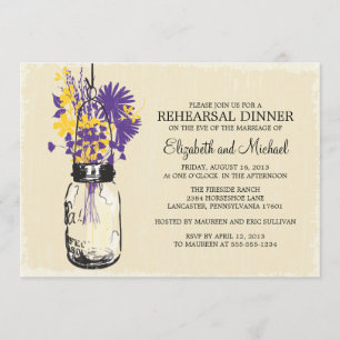 Rehearsal Dinner Mason Jar Wildflowers Invitation