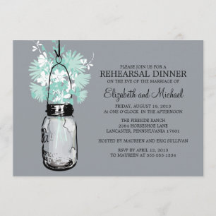 Rehearsal Dinner Mason Jar Wildflowers Invitation